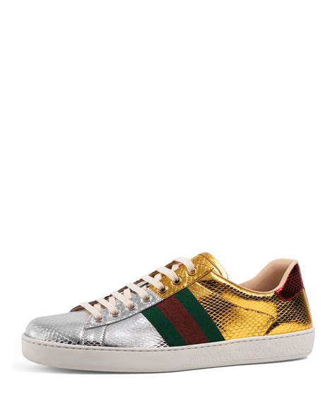 gucci new ace tennis shoe|Gucci ace metallic snakeskin sneakers.